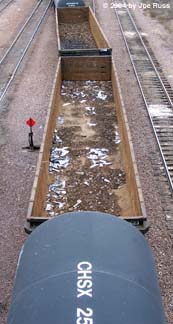 Gons and tank car from above